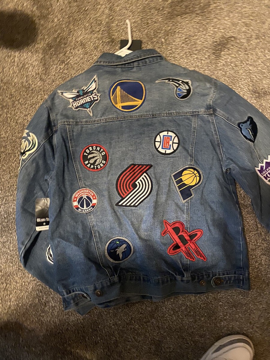 NBA チャンピオン デニムジャケット NBA Ultra Game Distressed Multi Team Patch Jean Jacket