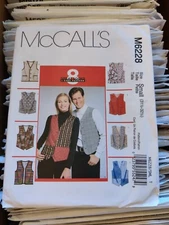McCalls 6228 - Misses' and Men's Lined Vest size small 31.5-32.5 Sewing Pattern