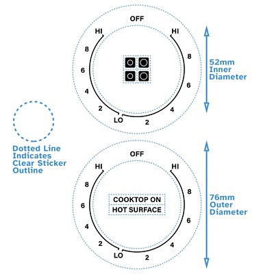 2pcs Hi-Lo-Hi Dial Self Adhesive Cooktop Burner Hob Sticker Label For Samsung
