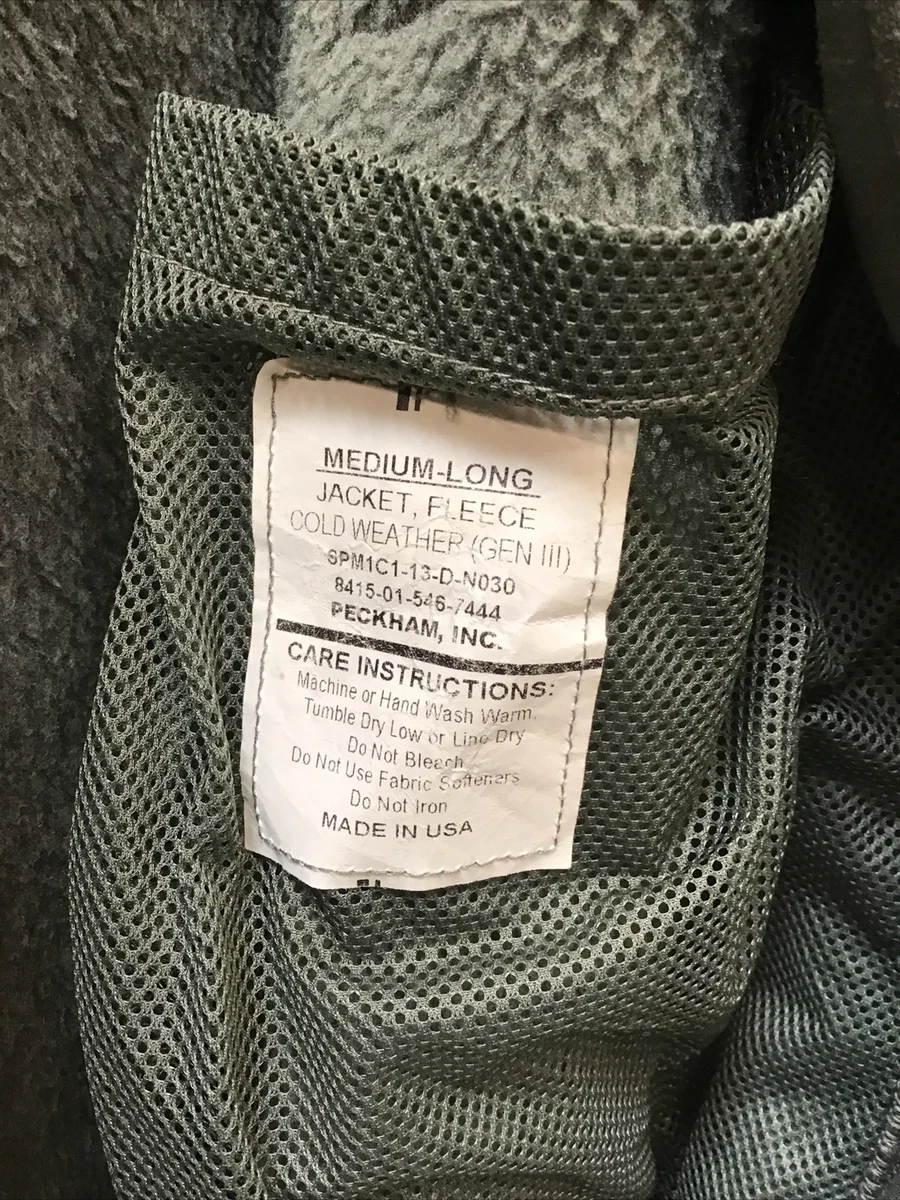 GEN III ECWCS Cold Weather Fleece Jacket Size Medium-Long US ARMY