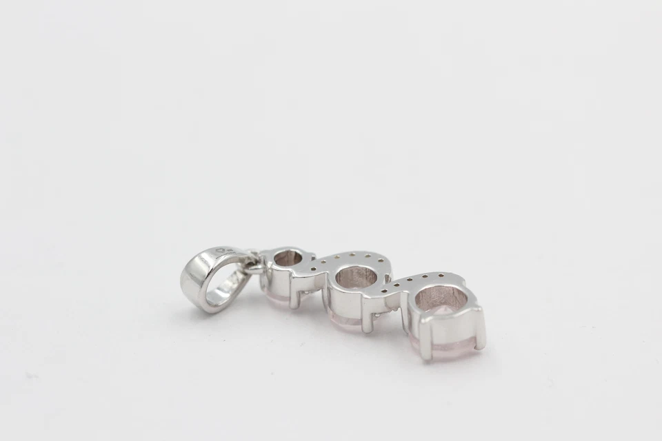 1,9 Carati Nobile Quarzo Rosa Rimorchio 925 Argento Collierakzentsteine Zirconia - Immagine 4 di 4