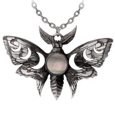 Alchemy Gothic Lunar Actias Moth Pendant Crescent Moons Pagan Necklace Goth P974