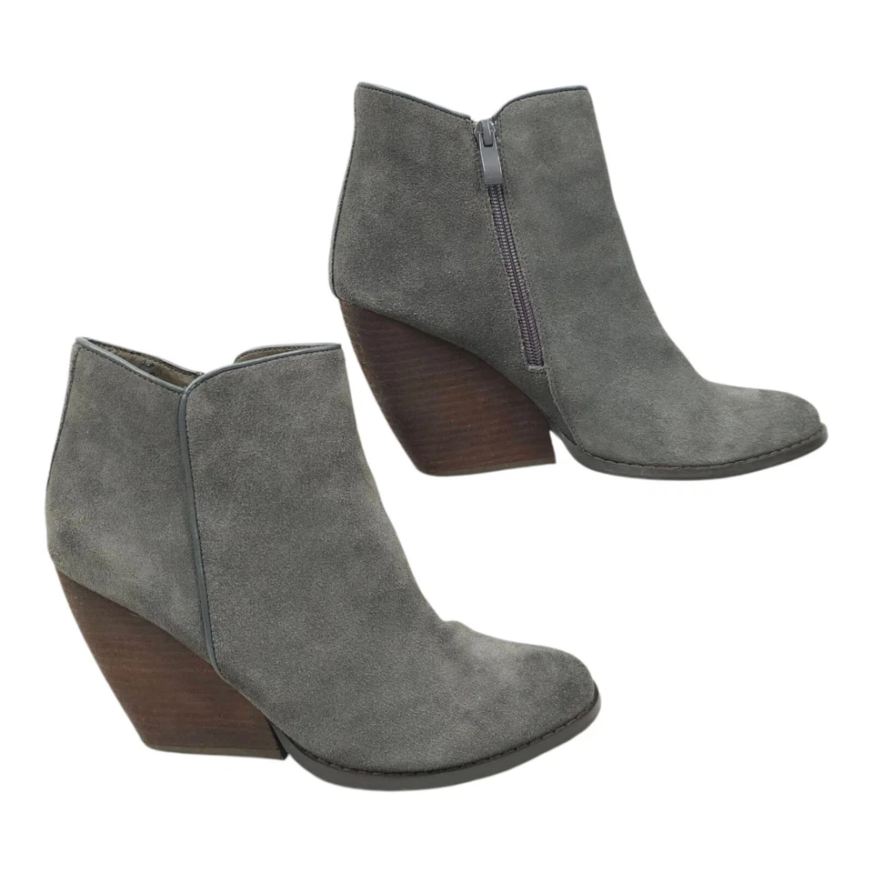 Botines Whitby muy volátiles para mujer talla 10 gamuza cuero cuña cremallera gris Foto 2 de 4