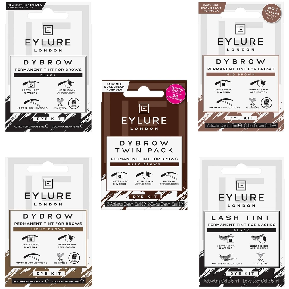 Eylure Dybrow Permanent Brow Tint in Light Brown, Mid Brown, Dark Brown or Black