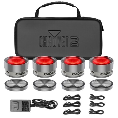 Chauvet DJ CODOTILS 4-Pack of Coin-Sized LED Illuminator Lights w Case