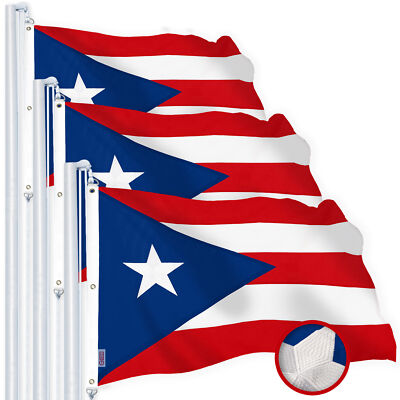 G128 3 Pack: Puerto Rico Puerto Rican Flag 5x8 Ft Spun Poly, Embroidered Design