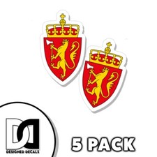 Norway Coat of Arms Sticker Self Adhesive 3 inch Norwegian flag Decals 5pk