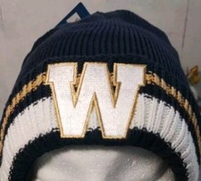 Image of Univ of Washington Huskies Beanie Knit Football Authentic Sideline. Reebok NWT