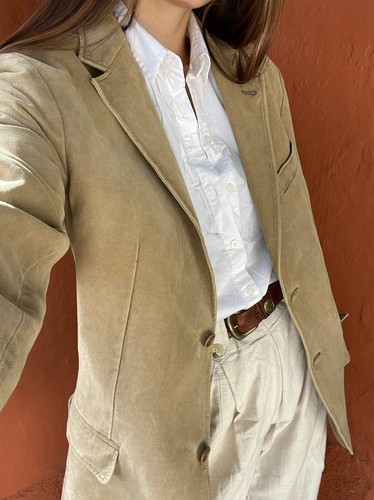 Light Academia tweed jacket, Brown beige smart Americana, vintage Massimo Dutti - Picture 4 of 10