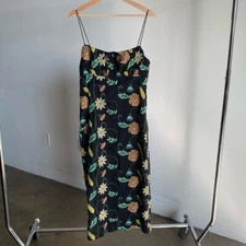 NWOT Rhode Black Floral Embroidered Midi Dress Sz S