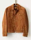 Men's Real Suede Leather Trucker Jacket Fashion Biker Retro Buttoned Coat