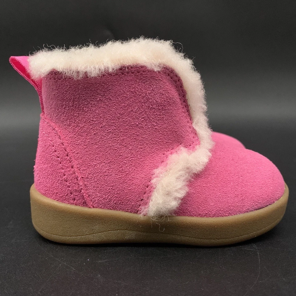 UGG BABY DADEN ОБУВЬ РАЗМЕР 2/3 МЛАДЕНЦА РОЗОВЫЙ AZALEA ЗАМШИ ШЕРСТИ СТЕЛЬКИ СТОРОНЫ МОЛНИИ - Изображение 4 из 4