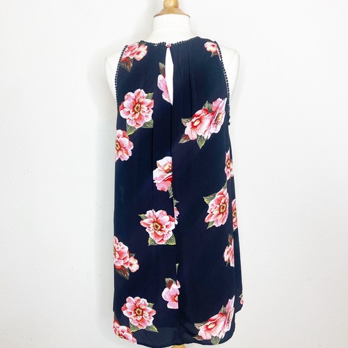 umgee Crochet Trim Black and Floral Shift Dress S - Picture 6 of 8