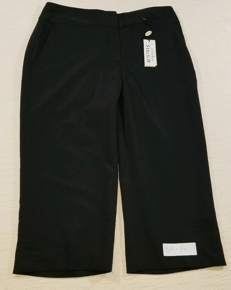SPORT HALEY Cropped Capri Golf Pants, Womens Size 2, Black, Stretch, NEW, W 28