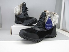 NEW Easy Spirit Explore24 Nuria Black Suede Faux Fur Cuff Bootie Size US 7 Med