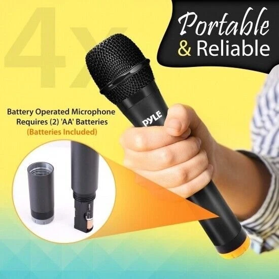 Pyle Wireless Bluetooth Portable Battery Operated 4-Mic Set 5lbs. PDWM4120 - Image 3 of 4