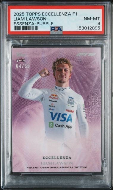 2025 Topps Eccellenza F1 Liam Lawson Purple 04/50 RC PSA 8, None Graded Higher
