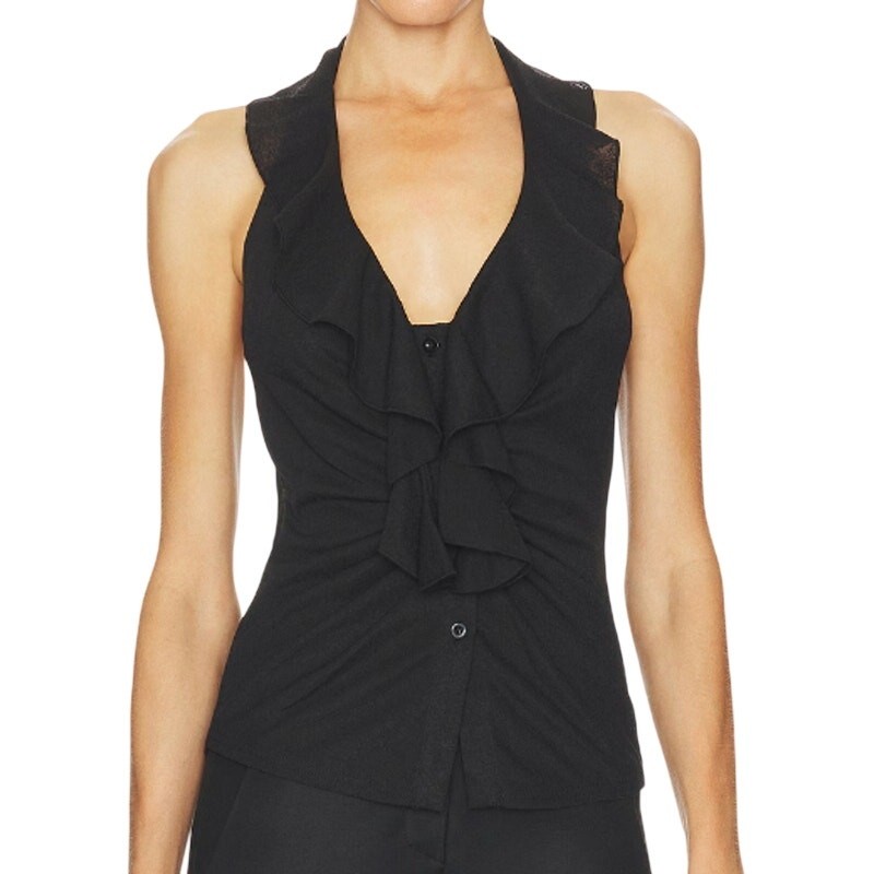 MORE TO COME Josiah Halter Top in Black, Size S