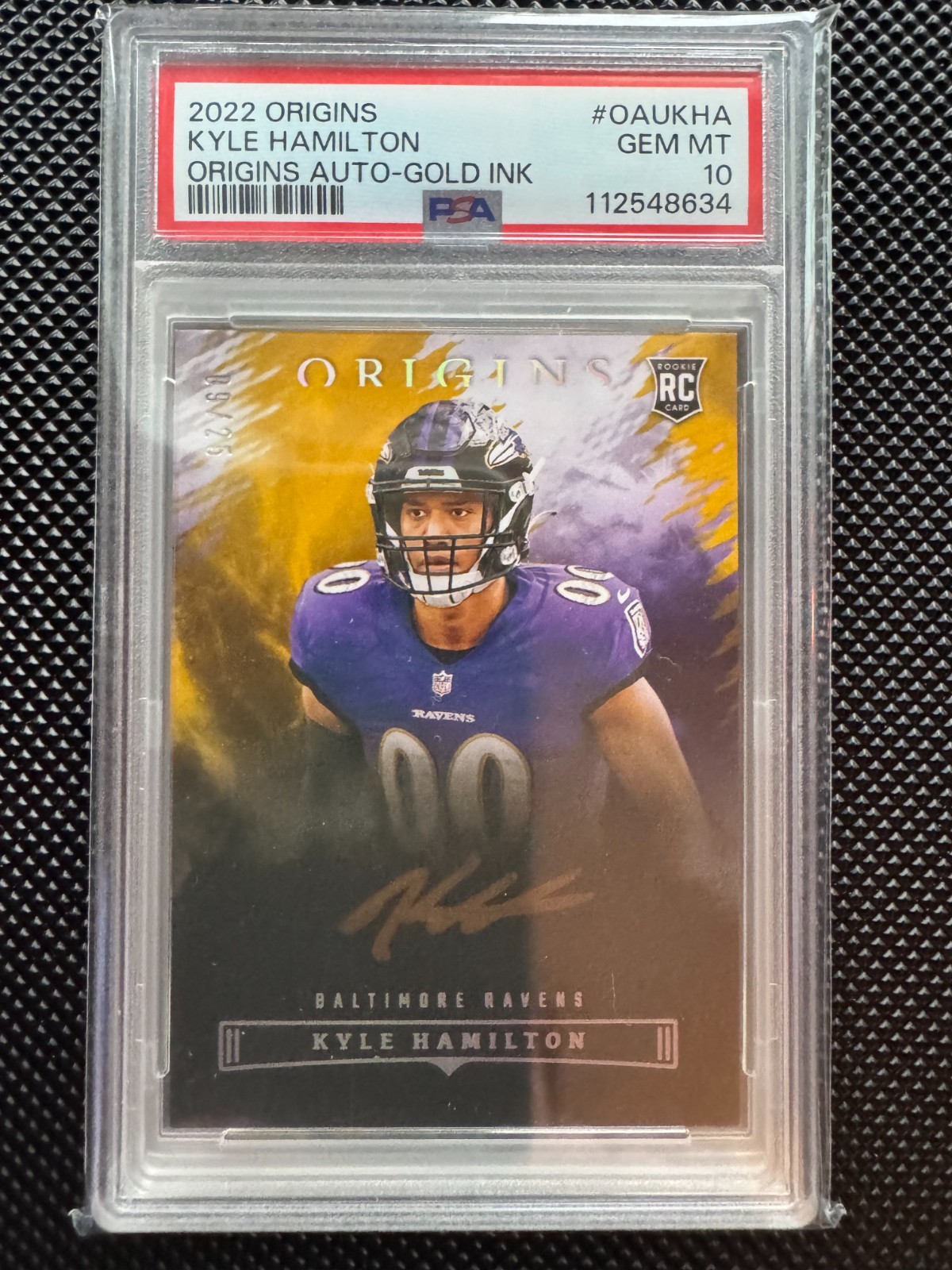 Kyle Hamilton Panini Origins Origins Autographs #OAUKHA Gold Ink