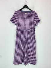 White Stuff Pink Gingham Midi Shirt Dress Short Sleeve Button Up Pockets UK 12
