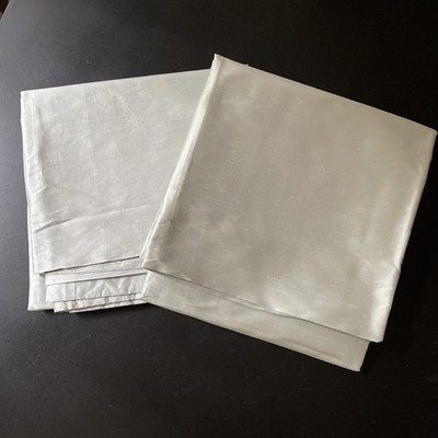 Restoration Hardware Silk Dupioni Drapes Pole Curtains 2 Panels 108x50 Pale Blue