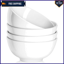 Elegant 22 OZ White Ceramic Bowls Set of 4 - Versatile Dinnerware for All Meals