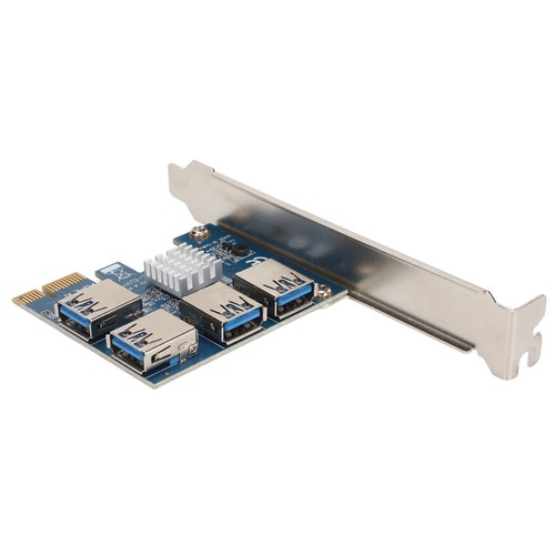 PCIE 1 To 4 Riser Card Blue Plug In Design 4 USB 3.0 Ports X4 X8 X16 Graphics FY - Afbeelding 16 van 22