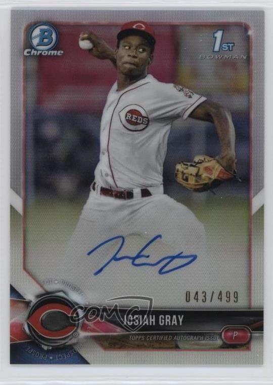 2018 Bowman Draft Chrome Pick Refractor 43/499 Josiah Gray #CDA-JOG Auto 04eb