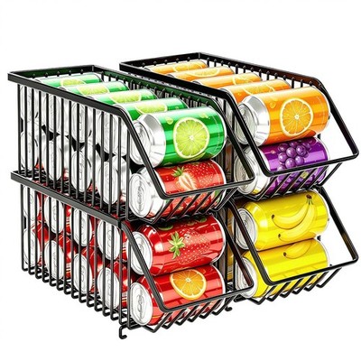 4 PCS Stackable Soda Can Organizer Pantry Storage Rack Pet Food Dispenser