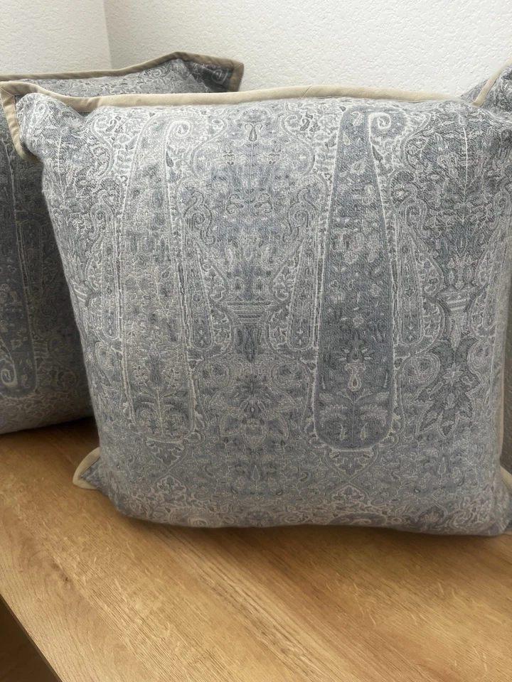 "Almohada grande vintage (2) Ralph Lauren lana azul paisley ~ 24"" x 24""" Foto 3 de 4