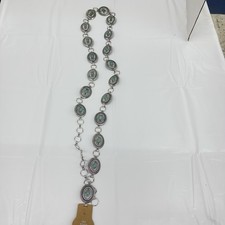 Mini Concho Belt Womens L/XL Silver Faux Turquoise Emboxxed Southwest Metal 