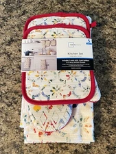 Kitchen 5pc Terry Towels, Mitt & Potholder Set