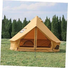 Cotton Canvas Bell Tent with Stove Jack, 10ft*10ft*6.6ft (2-3 person)(Turmeric)