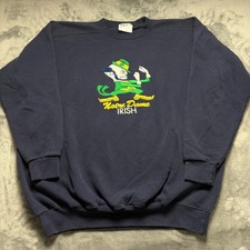 Vintage Notre Dame Fighting Irish Sweatshirt Mens 2XL Navy Blue Embroidered Logo
