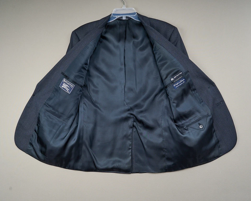 Calça Burberry's masculina 2 peças tamanho pequeno azul lã espinha de peixe 2 botões tamanho - Imagem 4 de 4