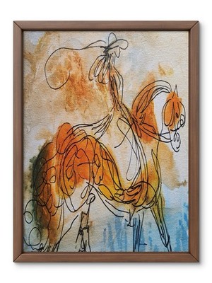 Horse Line Art Abstract Colorful Modern Unique  Wall Art Acrylic Canvas 11X14