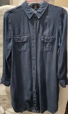 ABS Denim Collection By Allen Schwartz Long Sleeve Full Button Front Denim Dress