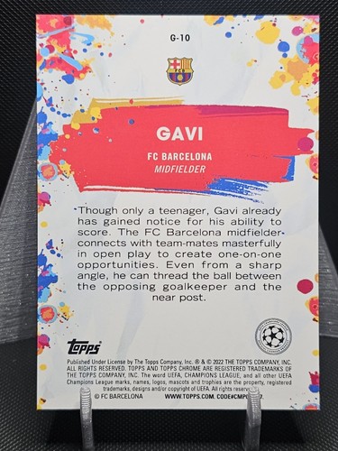 2021-22 Topps Chrome UEFA Champions League Golazo Gavi #G-10 Rookie RC - Picture 2 of 2