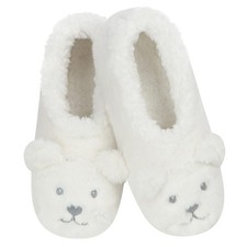 Snoozies Womens Slipper Socks Cozy Polar Bear, L X-Large, Polar Bear