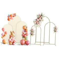Arch Backdrop Stand and Cover Set, 3 Metal Balloon Arch 7.2ft,6.6ft,6ft Beige