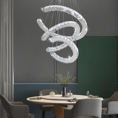 Finktonglan Modern Crystal Chandeliers 3C Rings Led Pendant Lamp