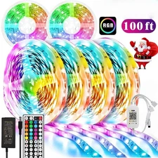 33-100FT Flexible 5050 RGB LED Strip Light Remote Fairy Lights Room TV Party Bar