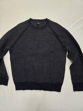 J.CREW Sweater Mens M Blue Wool Pullover Crewneck Geometric Heavyweight