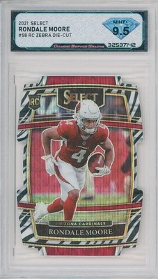 2021 Panini Select RONDALE MOORE #58 Rc Zebra Die Cut   DSG 9.5 Mint+