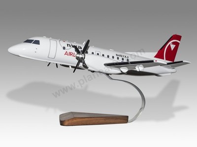 Saab 340 Northwest Airlines NWA Mahogany Wood Handmade Desktop Airplane Model