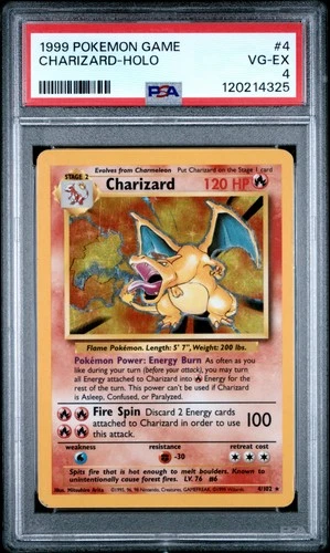 1999 POKEMON BASE SET UNLIMITED #4 CHARIZARD-HOLO PSA 4