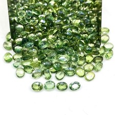 5 Pcs Natural Green Sapphire 4.5x3.5mm Oval Cut Loose Gemstone Lot Sri Lanka