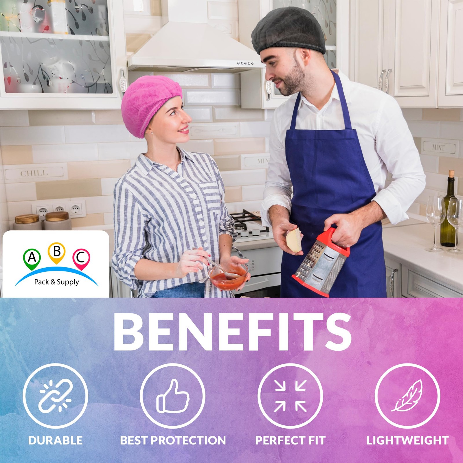 Black Disposable Polypropylene Bouffant Caps 21 Inches - Pack of 100 - Unisex...