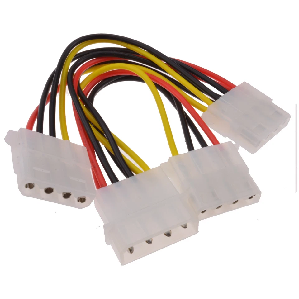 3 WAY MOLEX Power Splitter Cable Adapter Lead 4 pin - Image 2 of 4