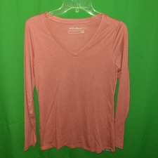 6541 NWOT EDDIE BAUER small pink long sleeve v-neck tee cotton top new